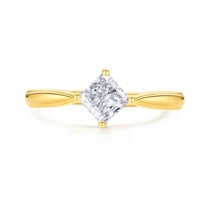 Yellow Gold Princess Cut Lab Grown Diamond Engagement Wedding Ring