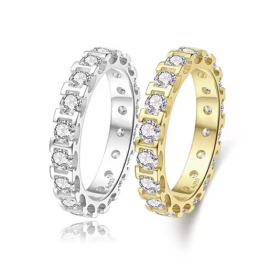 18K Yellow Gold Eternity 3 Carat Wedding Band – Round Brilliant Cut Lab Grown Diamond Ring with IGI Certificate