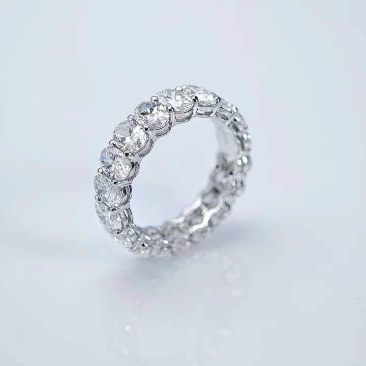 White Gold Oval Cut Lab Grown Diamond Eternity Ring for Women