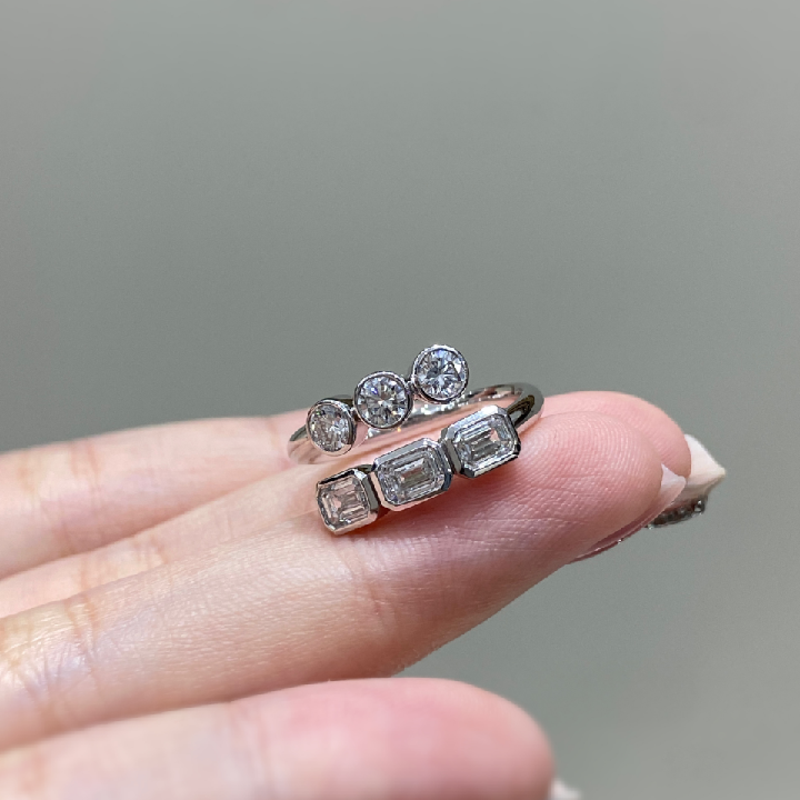10K Gold Emerald Cut Lab Created Diamond Wedding Engagement Ring for Women Lab Grown Diamond Fine Rings