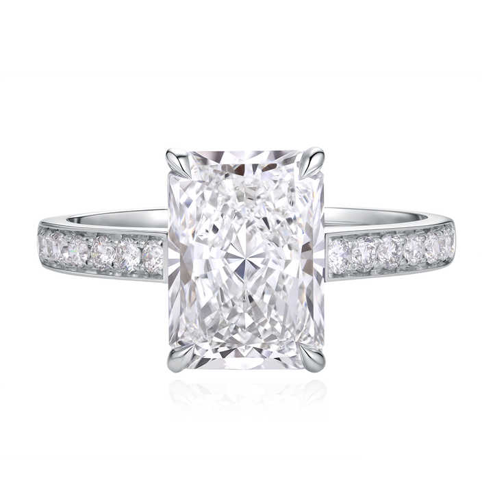 3 carat Radiant Cut Diamond Engagement Ring in 18K White Gold