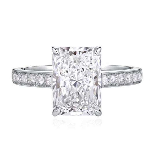 3 carat Radiant Cut Diamond Engagement Ring in 18K White Gold