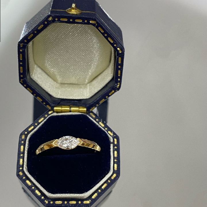 Yellow Gold Marquise Cut Lab Grown Diamond Engagement Ring