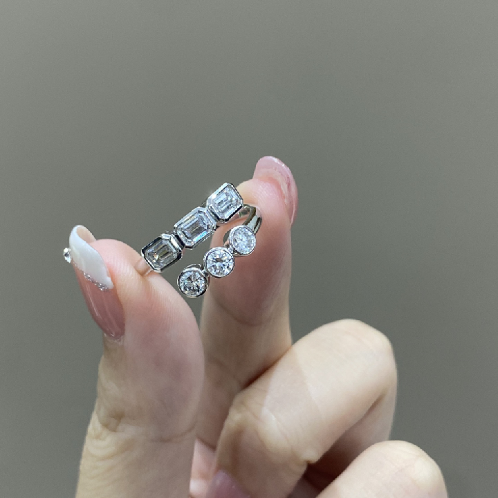 10K Gold Emerald Cut Lab Created Diamond Wedding Engagement Ring for Women Lab Grown Diamond Fine Rings