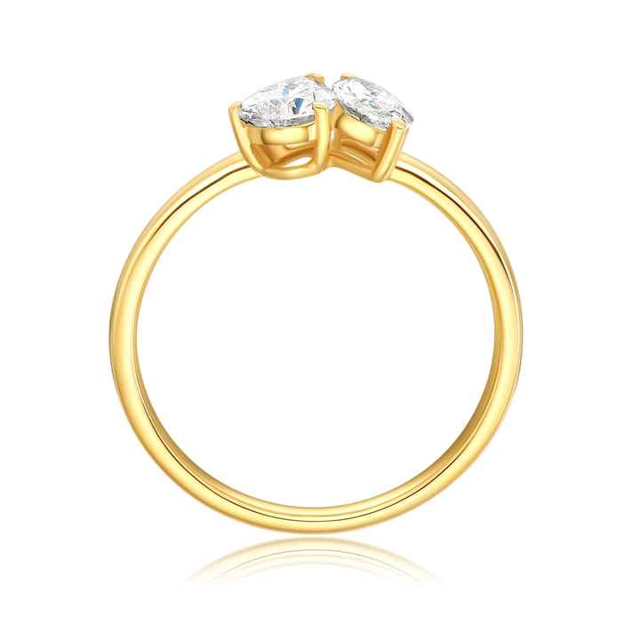 Yellow Gold Lab Grown Double Diamond Pear & Marquise Eternity Ring for Women