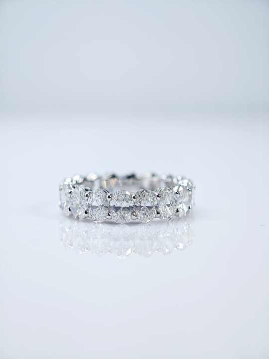 White Gold Oval Cut Lab Grown Diamond Eternity Ring for Women