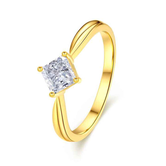 Yellow Gold Princess Cut Lab Grown Diamond Engagement Wedding Ring
