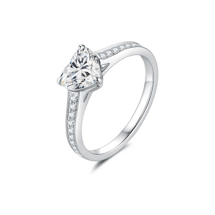 White Gold Heart Cut Lab Grown Diamond Engagement Ring for Women