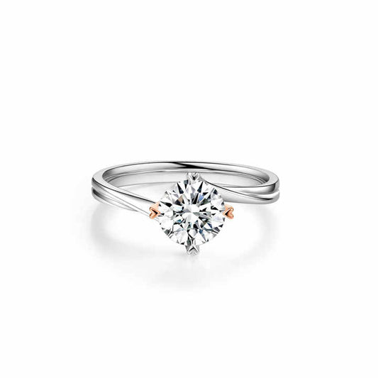 Diamond Engagement Ring for Women in 18K Rose Gold & White Gold