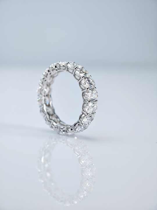 White Gold Oval Cut Lab Grown Diamond Eternity Ring for Women