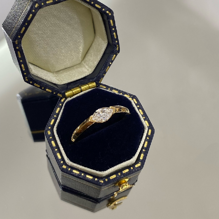 Yellow Gold Marquise Cut Lab Grown Diamond Engagement Ring