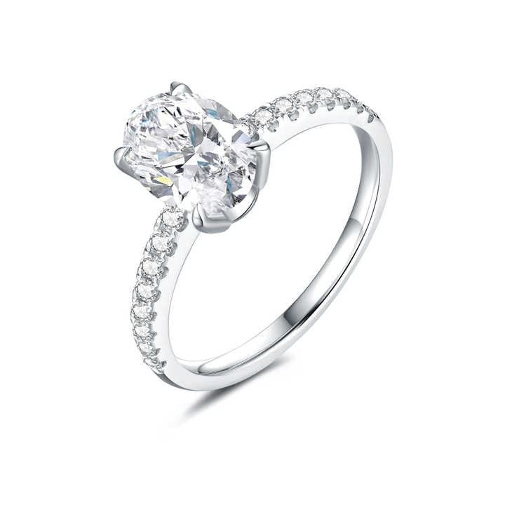 White Gold Oval Cut Lab Grown Diamond Wedding Engagement Ring for Women