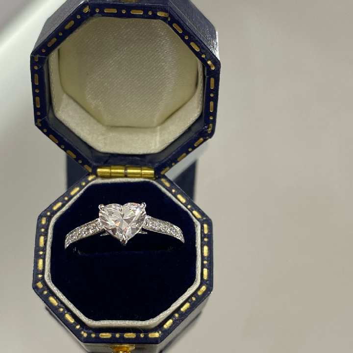 White Gold Heart Cut Lab Grown Diamond Engagement Ring for Women