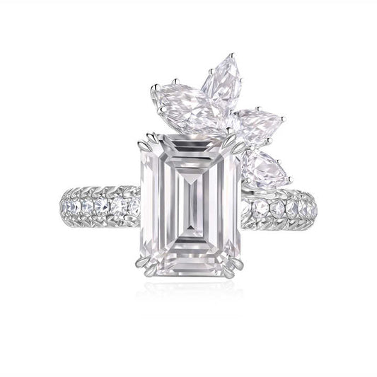 The Emerald Allure Ring: 5 Carat IGI Certified Emerald Cut Lab Grown Diamond Engagement Ring in 18K White Gold