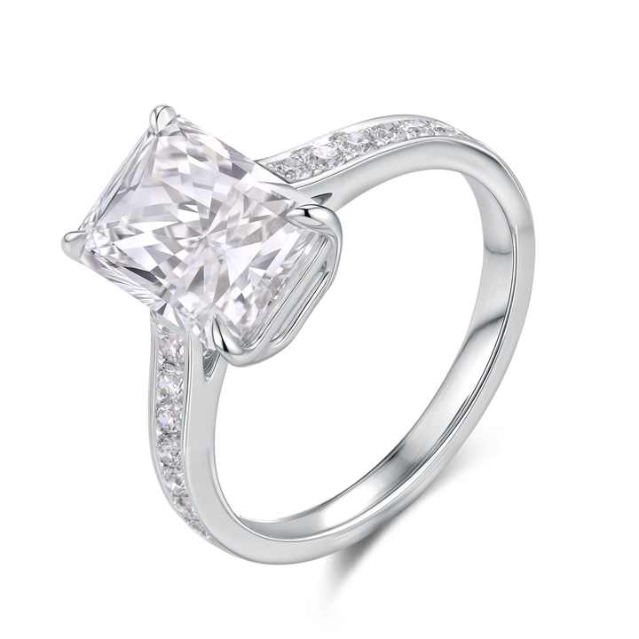 3 carat Radiant Cut Diamond Engagement Ring in 18K White Gold