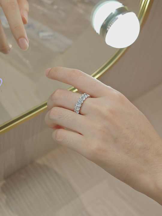 White Gold Oval Cut Lab Grown Diamond Eternity Ring for Women