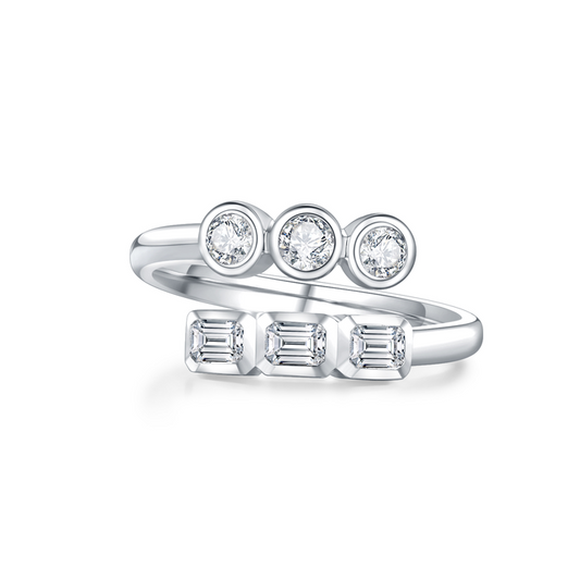 The Emerald Grace Ring: 18K White Gold Lab Created Diamond Engagement Ring