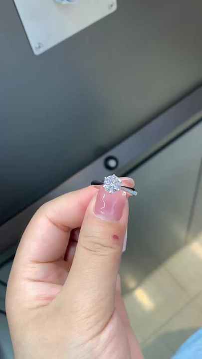 Classic 6 Claw Eternity Ring Silver with Lab Grown Round Brilliant Cut Diamond Engagement Wedding Ring