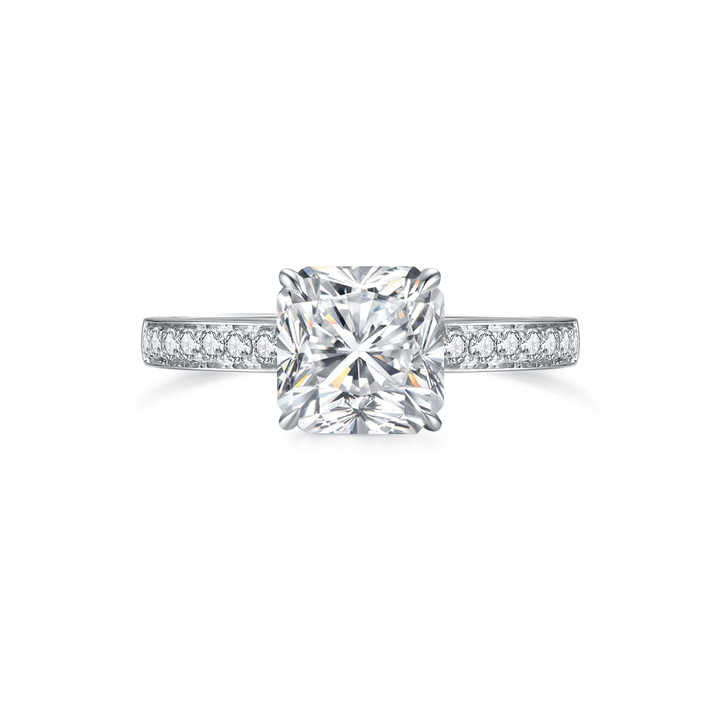 White Gold Wedding Jewelry Classic Engagement Ring with Lab Grown Cushion-Cut Diamond