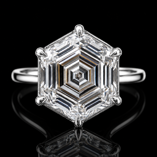 The Infinity Hex™ Limited Edition 1 of 500 | LG 5 Carat Hexagon Step Cut Lab Grown Diamond Engagement Ring 14K Yellow Gold IGI Certified