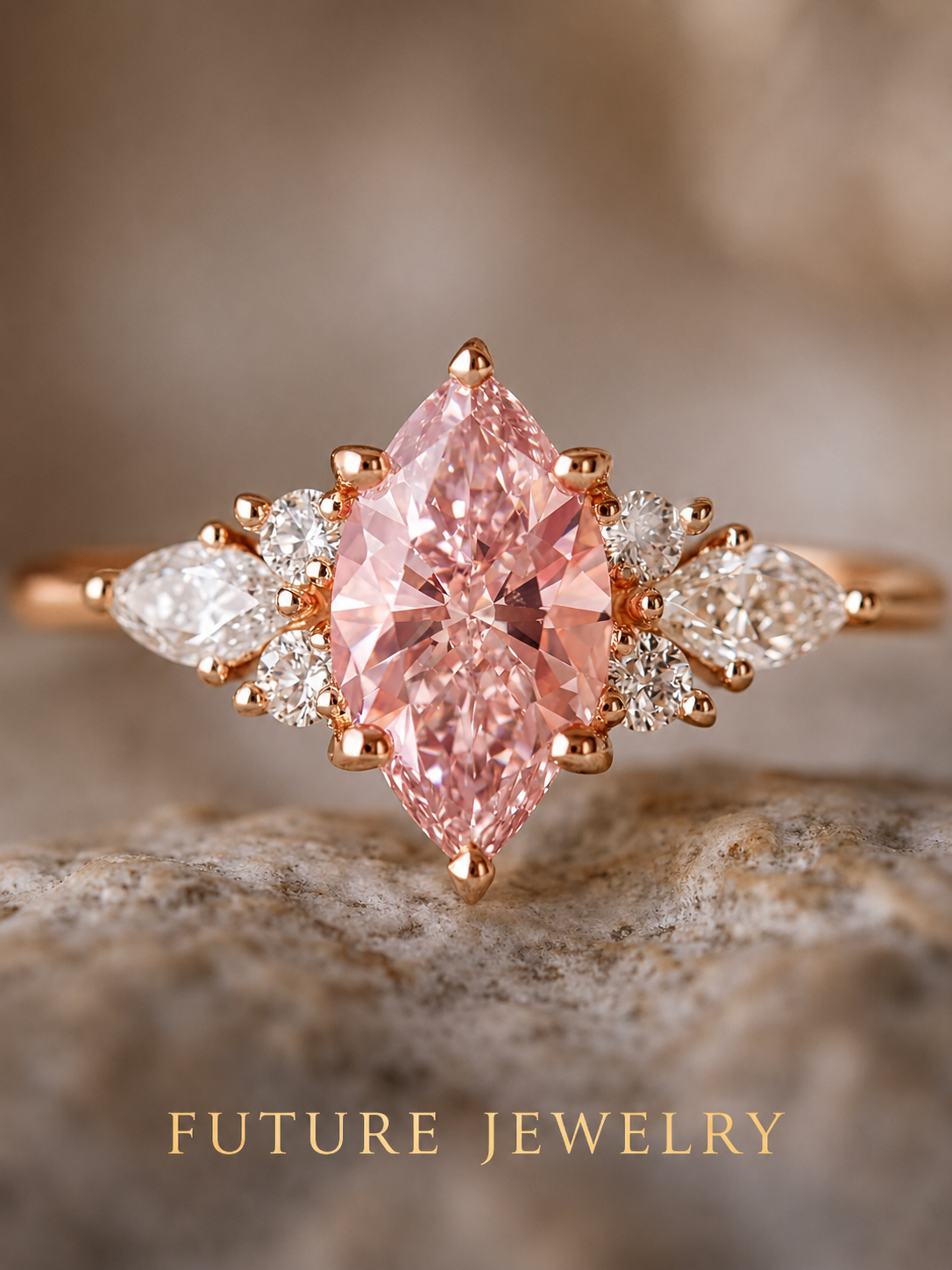 Future Jewelry Pink Lab Diamond Set – Marquise Ring, Heart Earrings & Radiant Pendant | 14.5 CT IGI Certified