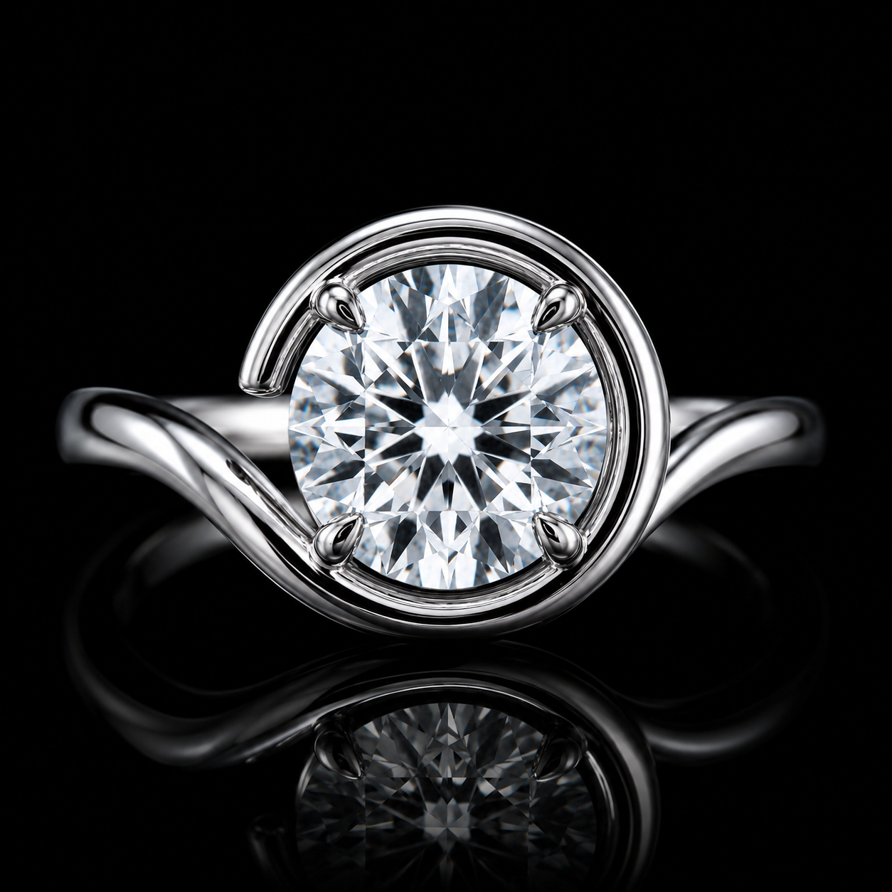 The Eternal Orbit™ | 4 Carat Round Lab Grown Diamond Engagement Ring in 14K Yellow Gold | IGI Certified | Future Jewelry Certified | Limited Edition