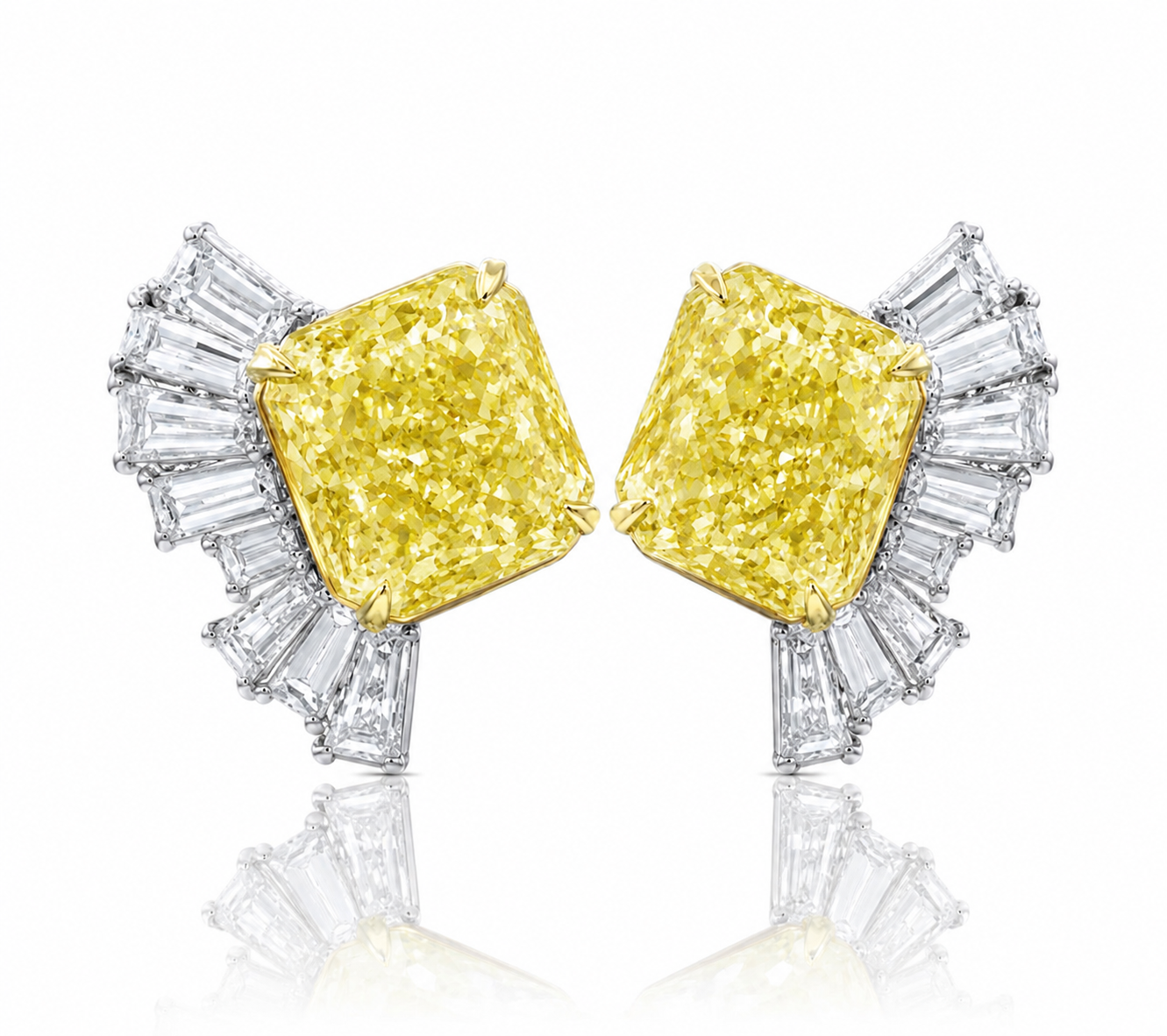 The Solaris Monaco™ | 12 Carat Total Weight Fancy Yellow Lab Grown Diamond Stud Earrings in 14K Gold | IGI Certified | Limited Edition 1 of 80