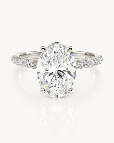 5 Carat Oval Lab Grown Diamond Engagement Ring, 14K Gold or Platinum