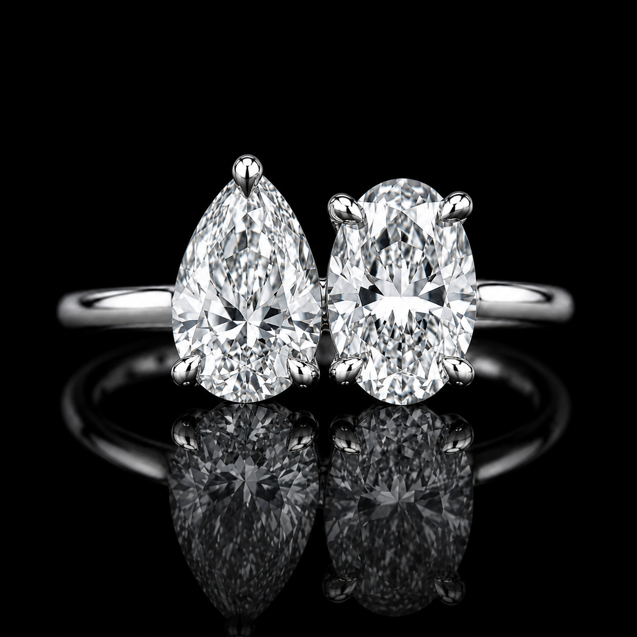 3 Carat Pear & Oval Lab Grown Diamond Toi et Moi Engagement Ring | 14K Gold | IGI Certified | F VS1