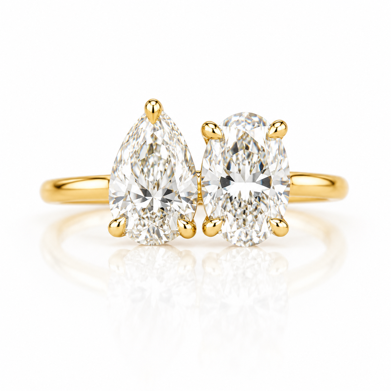 3 Carat Pear & Oval Lab Grown Diamond Toi et Moi Engagement Ring | 14K Gold | IGI Certified | F VS1
