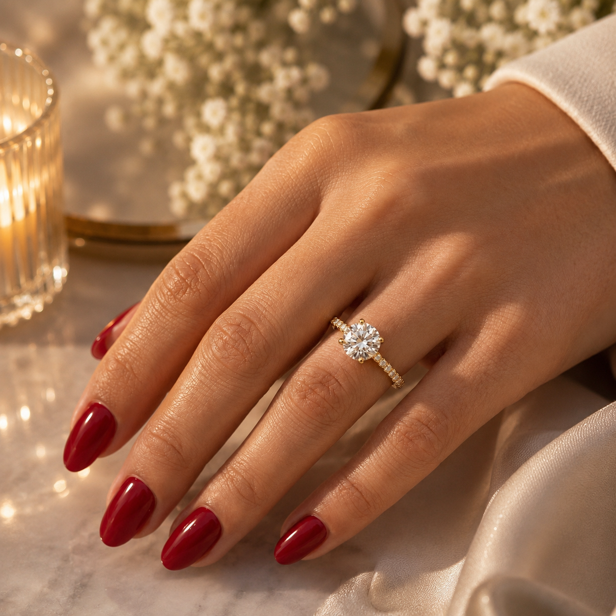 3 Carat Diamond Ring | Round Solitaire Lab Grown Diamond Engagement Ring in 14K Yellow Gold - Future Jewelry