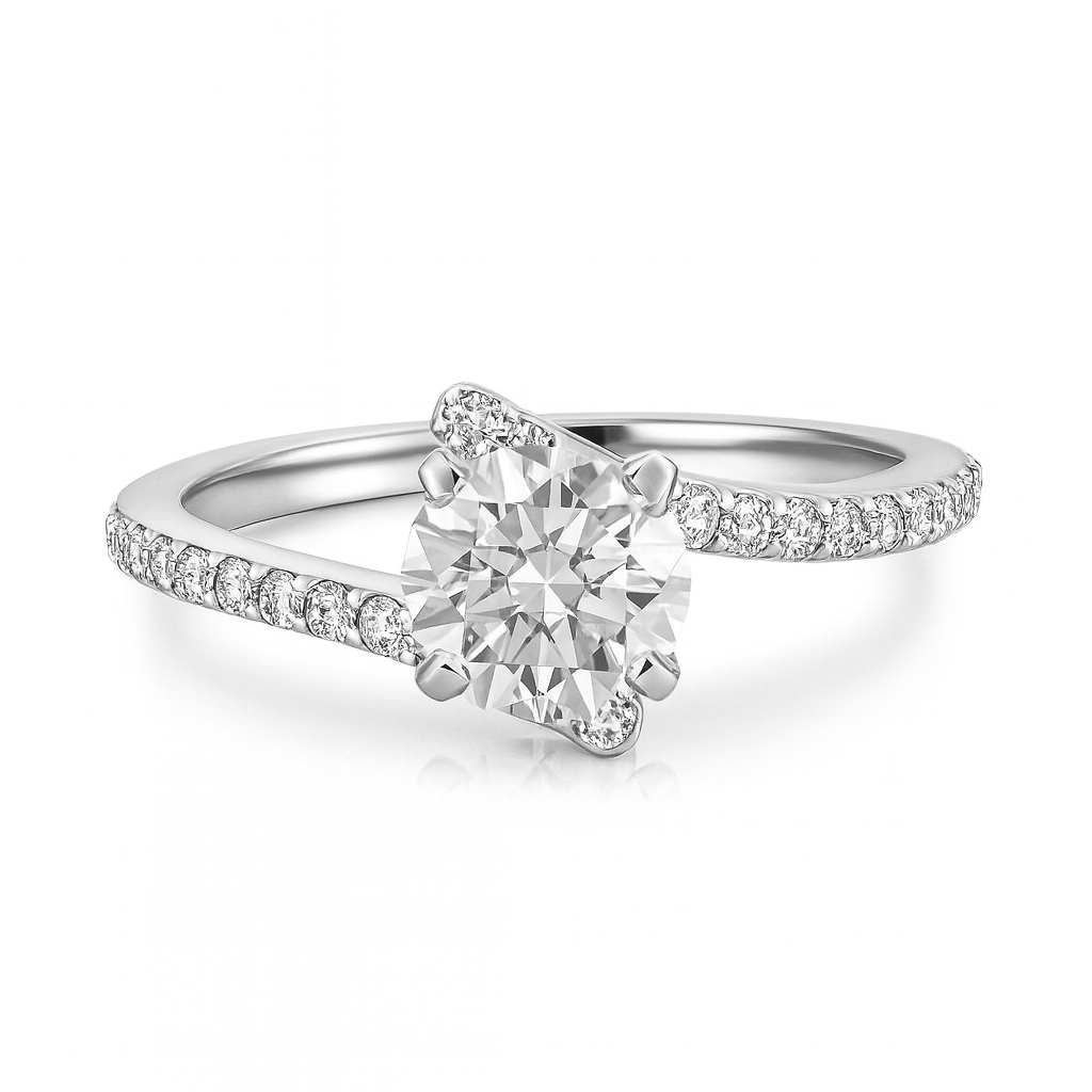 1.30 Carat Round Lab Grown Diamond Ring IGI 14K Yellow Gold