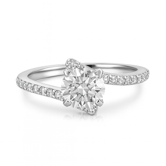 1.30 Carat Round Lab Grown Diamond Ring IGI 14K Yellow Gold