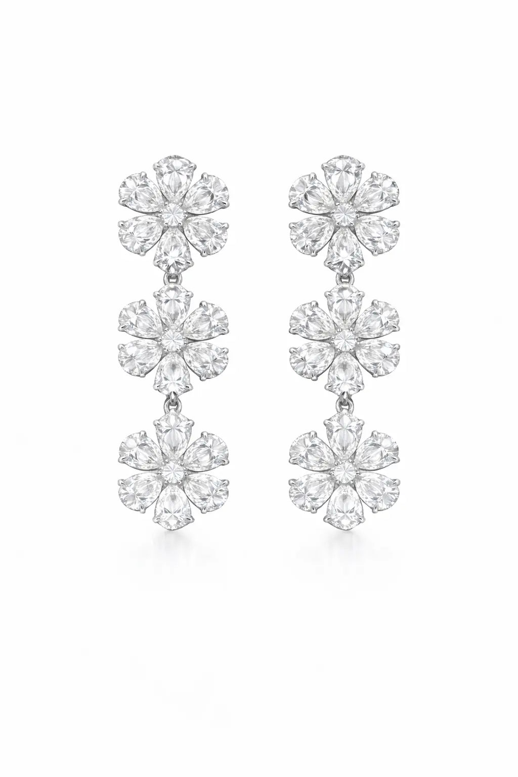 20 Carat Lab Diamond Floral Drop Earrings in Platinum 950 F Color VS1 - Future Jewelry
