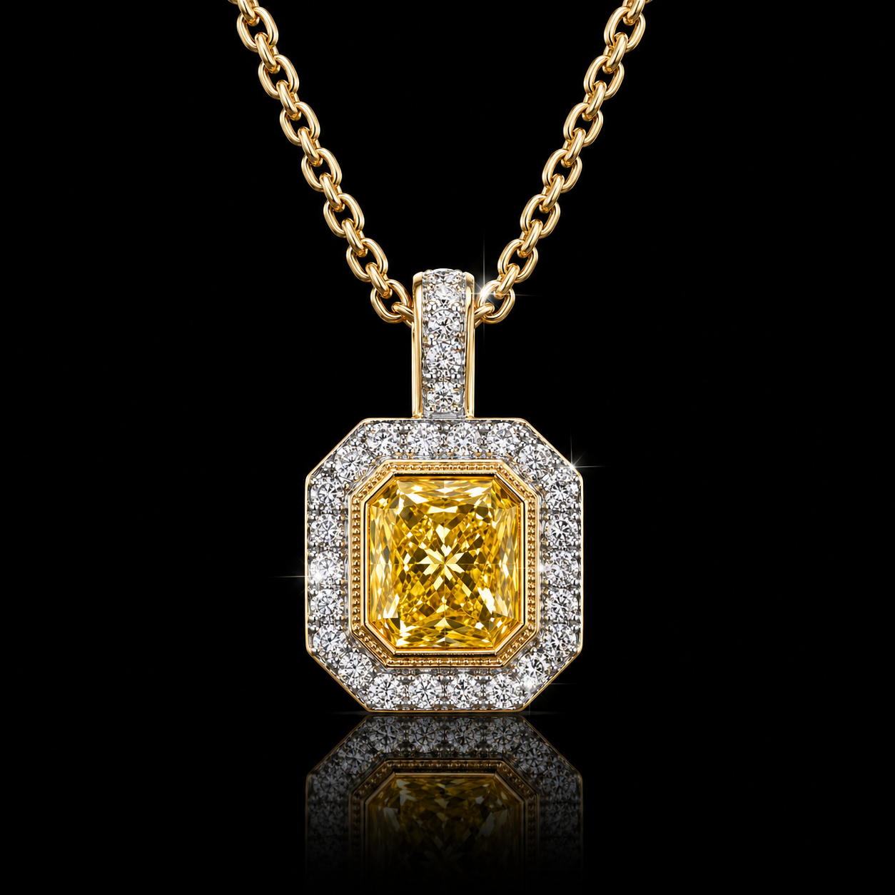 The Solaris Pendant – 12 Carat Yellow Lab Diamond Necklace in 14K Yellow Gold