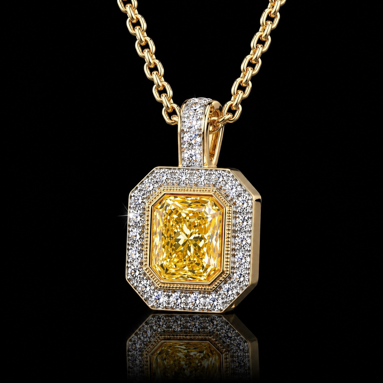 The Solaris Pendant – 12 Carat Yellow Lab Diamond Necklace in 14K Yellow Gold