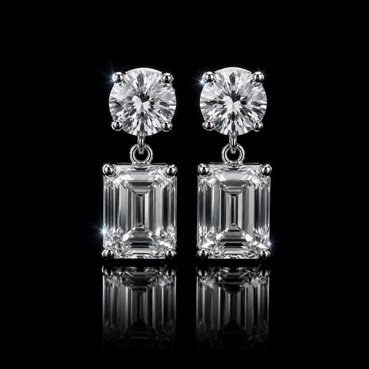 The Blush Bloom Drops Earrings – 10 Carat Pink Lab Diamond Drop Earrings in 14K White Gold