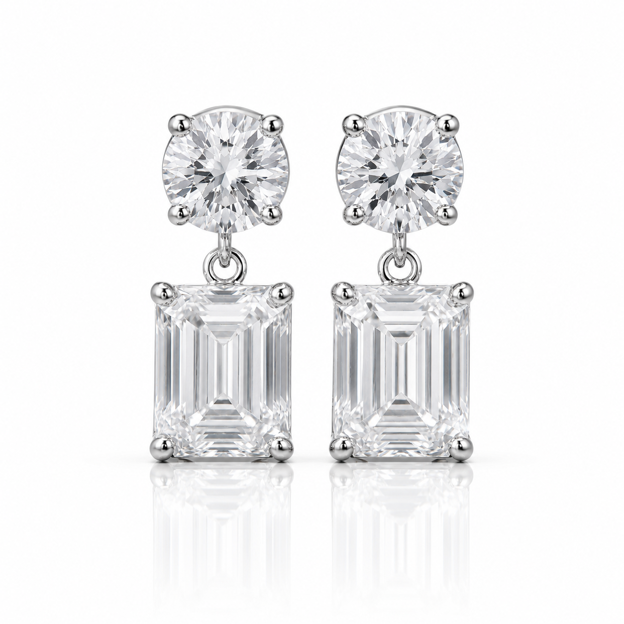 The Blush Bloom Drops Earrings – 10 Carat Pink Lab Diamond Drop Earrings in 14K White Gold