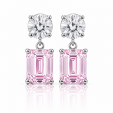 The Blush Bloom Drops, 10 Carat Pink Lab Grown Diamond Drop Earrings, 14K White Gold
