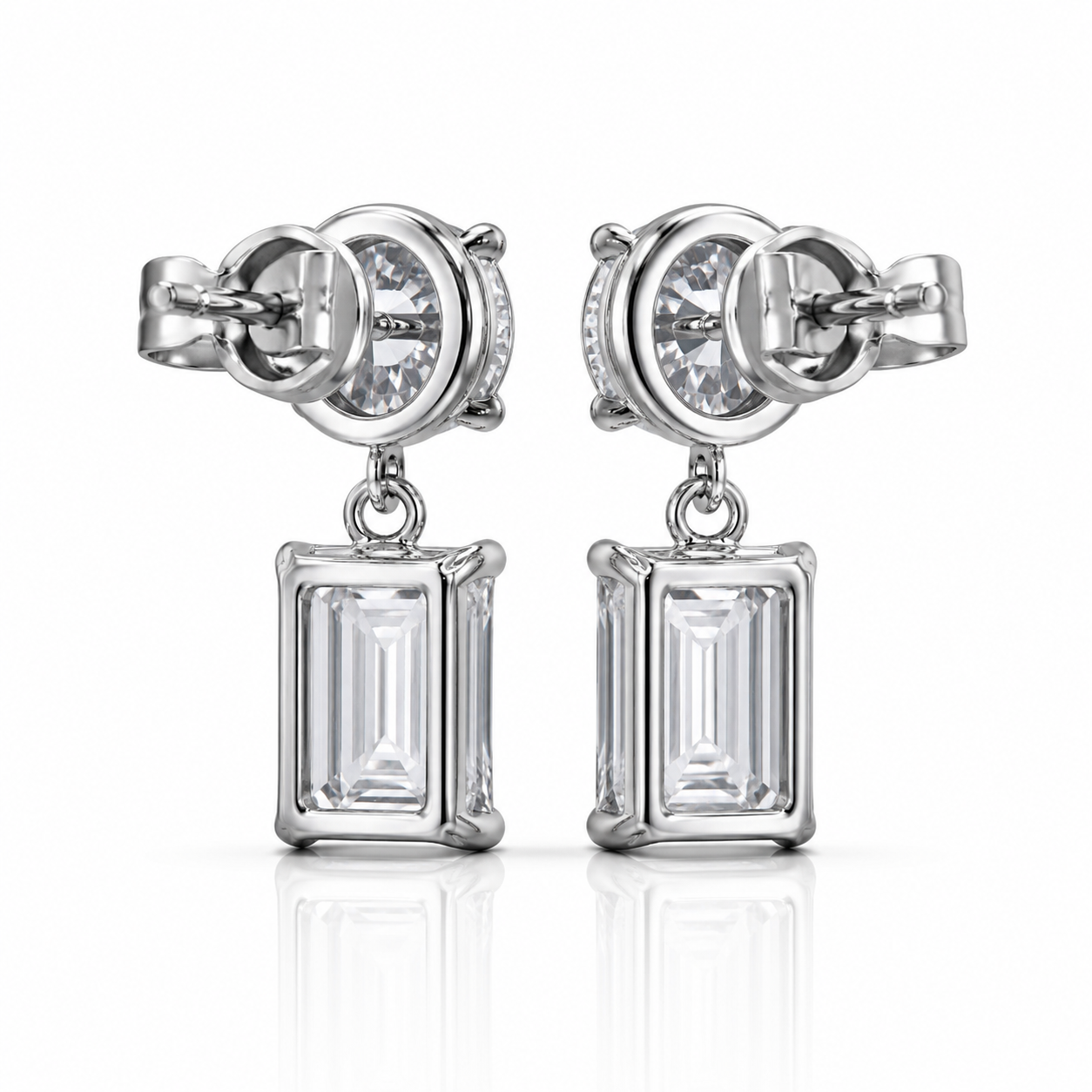 The Blush Bloom Drops Earrings – 10 Carat Pink Lab Diamond Drop Earrings in 14K White Gold