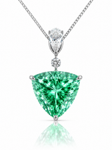 The Ocean Nova Verde Pendant, 9.5 Carat Green Trilliant Cut Lab Grown Diamond Necklace, 14K White Gold