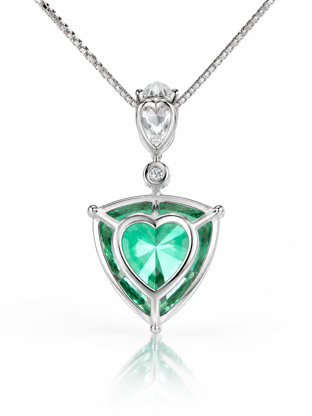 The Ocean Nova Verde Pendant – 9.5 Carat Green Trilliant Cut Lab Diamond Necklace in 14K White Gold -1/200 Ever Made