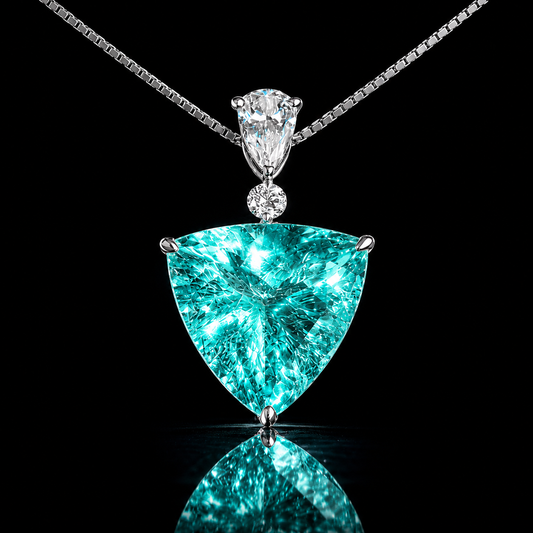 The Ocean Nova Verde Pendant – 9.5 Carat Green Trilliant Cut Lab Diamond Necklace in 14K White Gold -1/200 Ever Made
