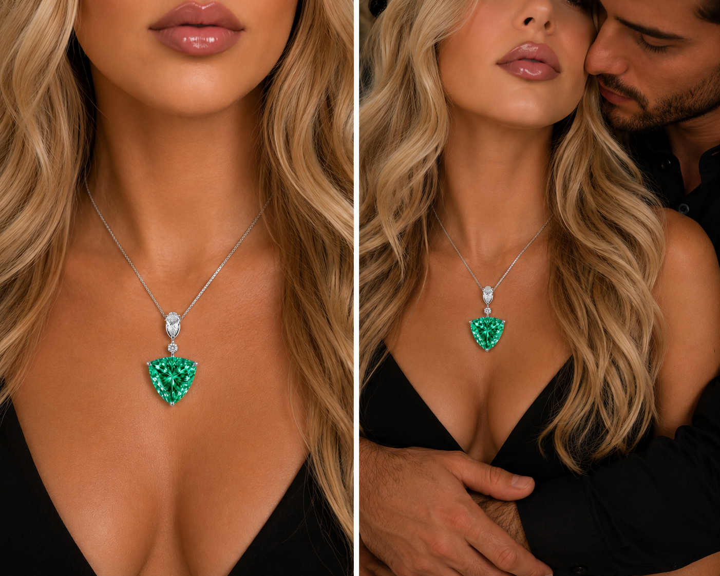 The Ocean Nova Verde Pendant – 9.5 Carat Green Trilliant Cut Lab Diamond Necklace in 14K White Gold -1/200 Ever Made