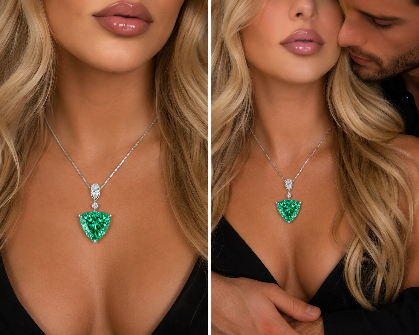 The Ocean Nova Verde Pendant – 9.5 Carat Green Trilliant Cut Lab Diamond Necklace in 14K White Gold -1/200 Ever Made