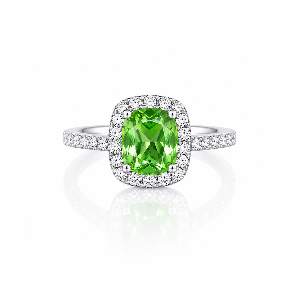 The Verde Éternelle Jewelry Set – Green Lab Diamond Ring & Earrings in 14K White Gold - 600 Only Made