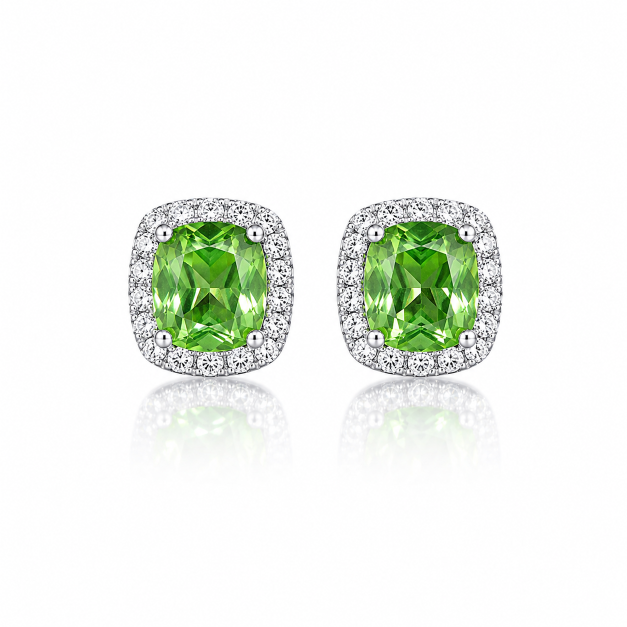 The Verde Éternelle Jewelry Set – Green Lab Diamond Ring & Earrings in 14K White Gold - 600 Only Made