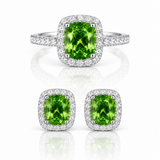 The Verde Éternelle Jewelry Set, Green Lab Grown Diamond Ring and Earrings, 14K White Gold