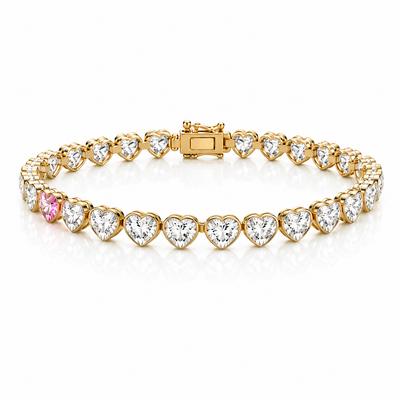 The Eternal Lumière Heart Tennis Bracelet, Lab Grown Diamond Edition