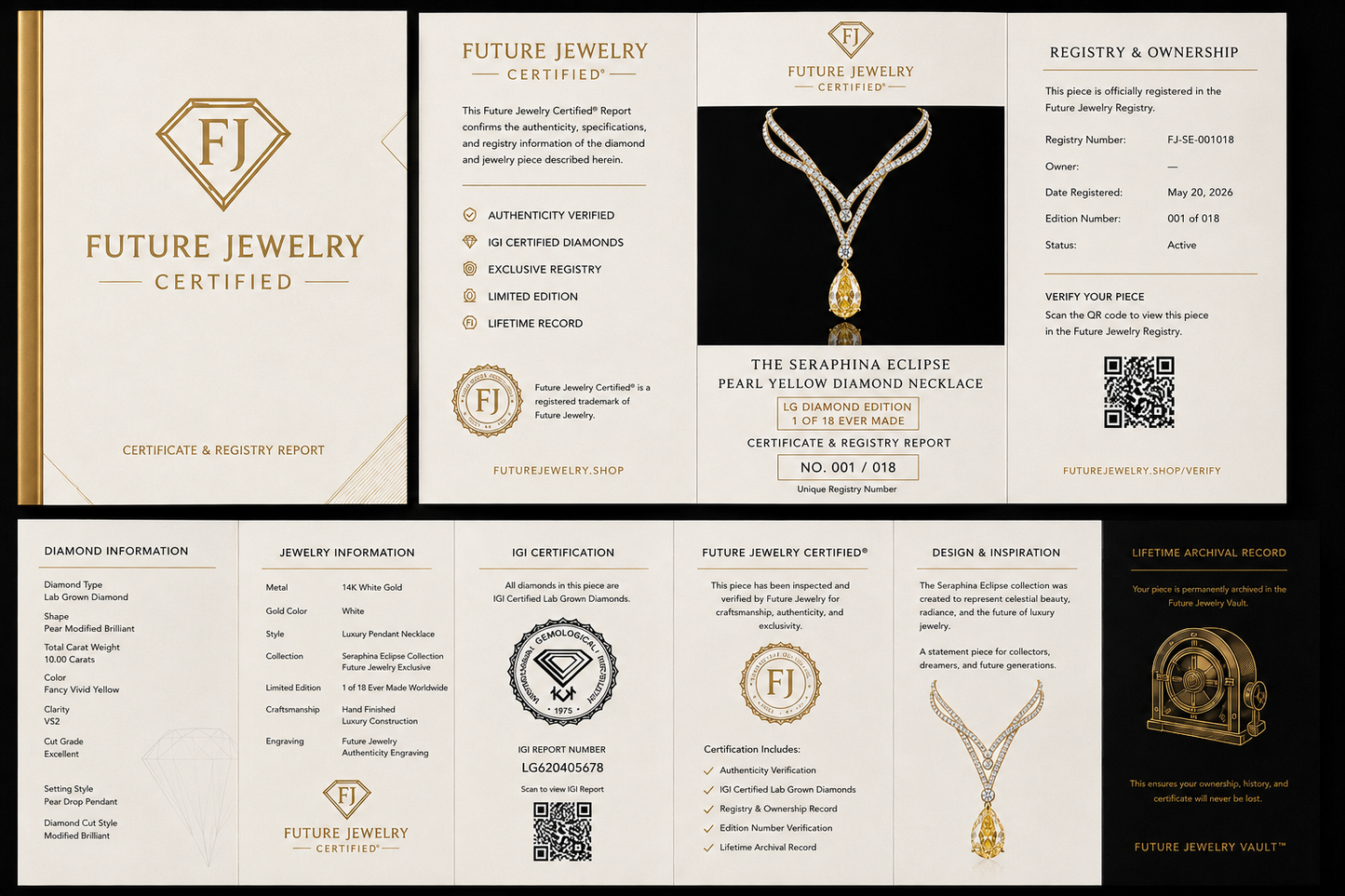 The Seraphina Eclipse LG Diamond Necklace. Pearl Yellow LG Diamond Pendant Necklace in 14k Gold. 1 of 18 Ever Made